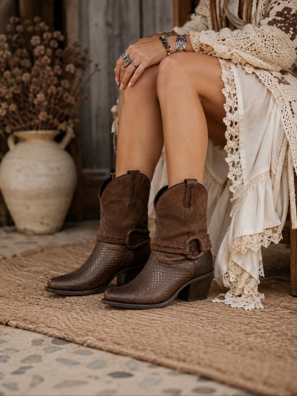 Tony Lama Espresso Bernadette Western Boots Size 7 Round Toe